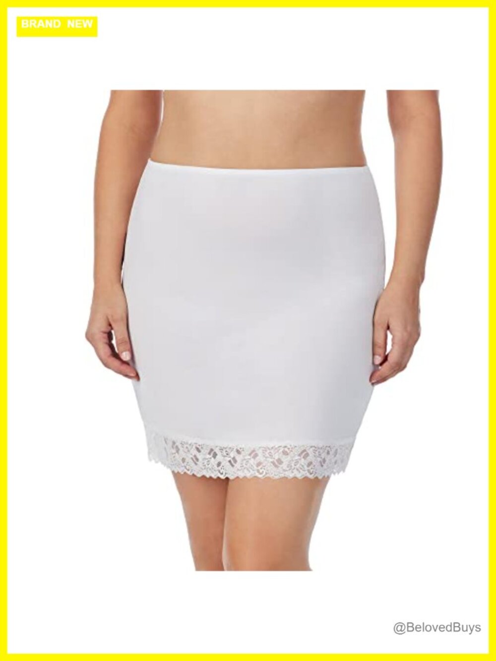 Silky Touch 19" Anti-Cling Half Slip Lace Trim Knee Length